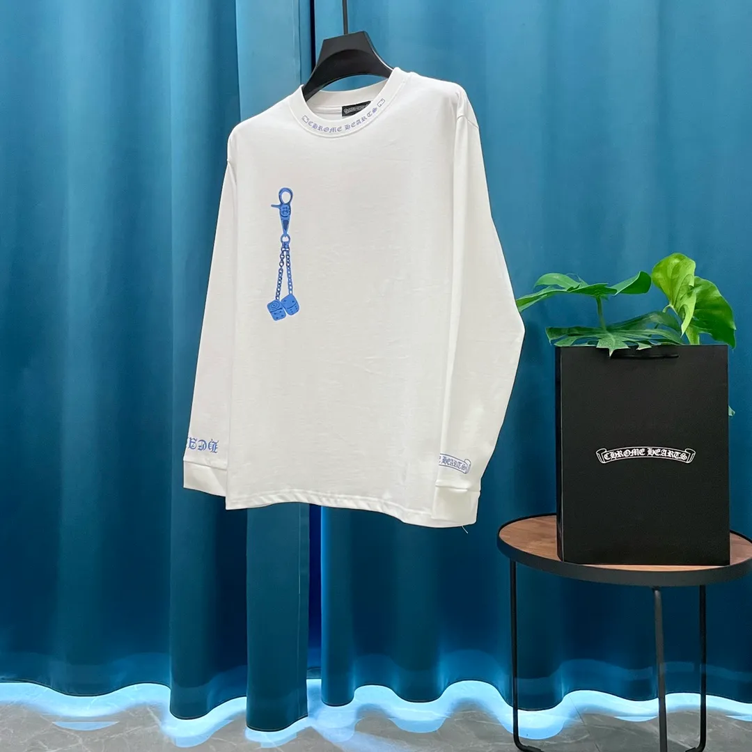 🅿️230 (heavy high version) CH➡️Cro Heart Sanskrit printed contrasting logo long-sleeved T-shirt, high weight, impeccable details, highly classy and luxurious, casual and loose-shouldered cut. Size：S-XL